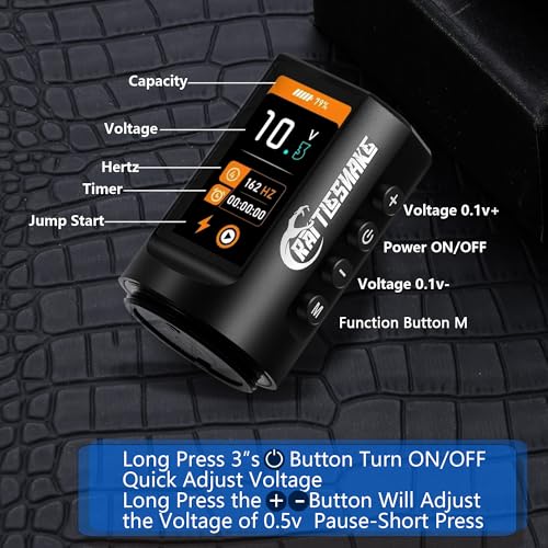 Rattlesnake Rotary Tattoo Machine Pen V4 Digital LED Display 4.2mm Stroke Length with Extra Battery