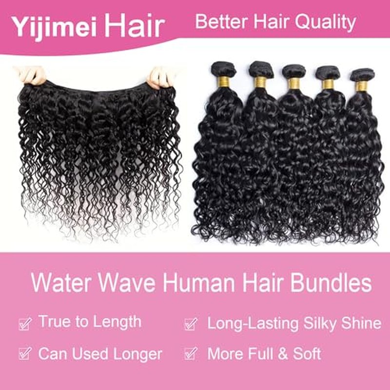 Water Wave Bundles Human Hair Bundle Curly Hair 20 22 24 26 inch 100% Unprocessed Brazilian Virgin Bundles Wet And Wavy Bundle Real Natural Black For Black Women