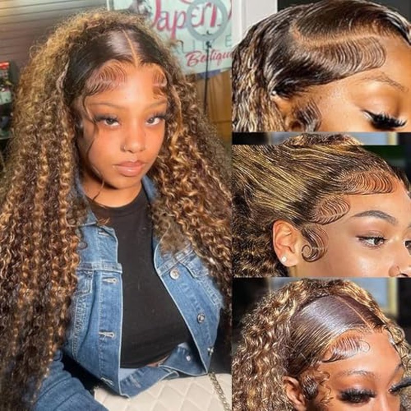 Honey Blonde Wig Human Hair Deep Wave 13x6 Hd Lace Front Wigs Human Hair 4/27 Highlight Ombre Wig Lace Frontal Wig Pre Plucked For Women 22inch