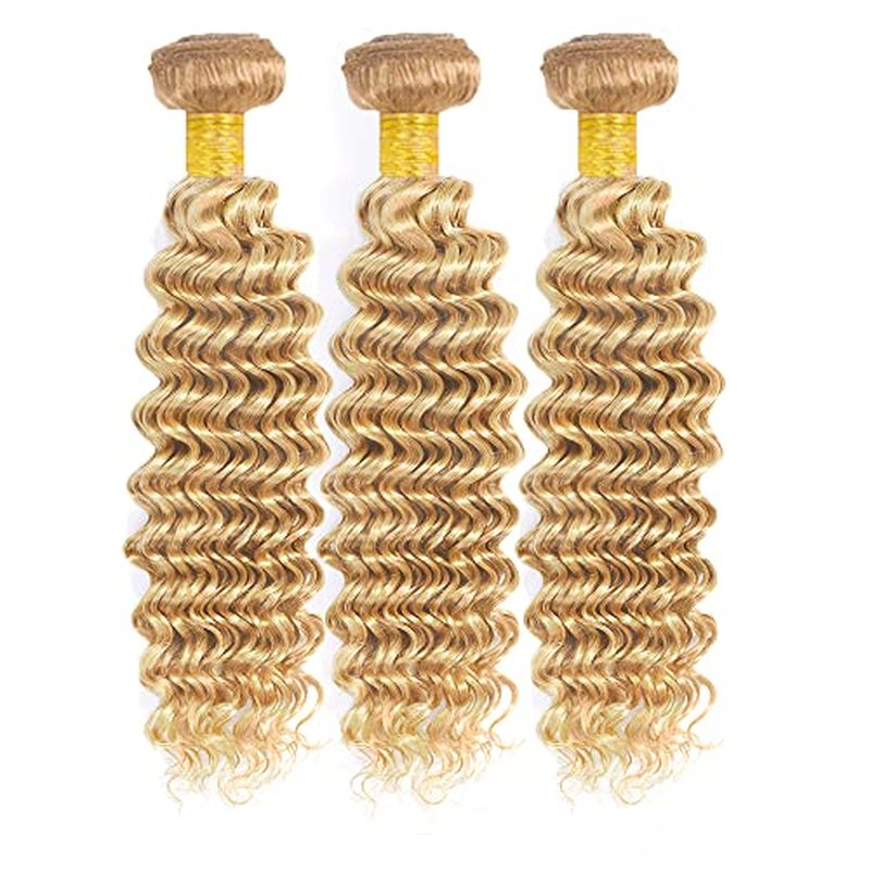 28 28 28 inch 613 Human Hair Bundles Blonde Deep Wave Bundles P27/613 Human Hair Bundle 27 Mixed With 613 Color
