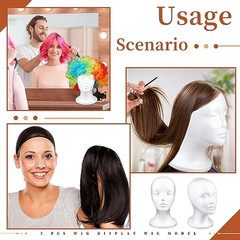 Thyle 10 Pcs Foam Wig Head Bulk Wig Display Mannequin Head Stand Model Foam for Style, Masks, Hats, Wigs, Salon and Travel, Halloween Decoration (Female)