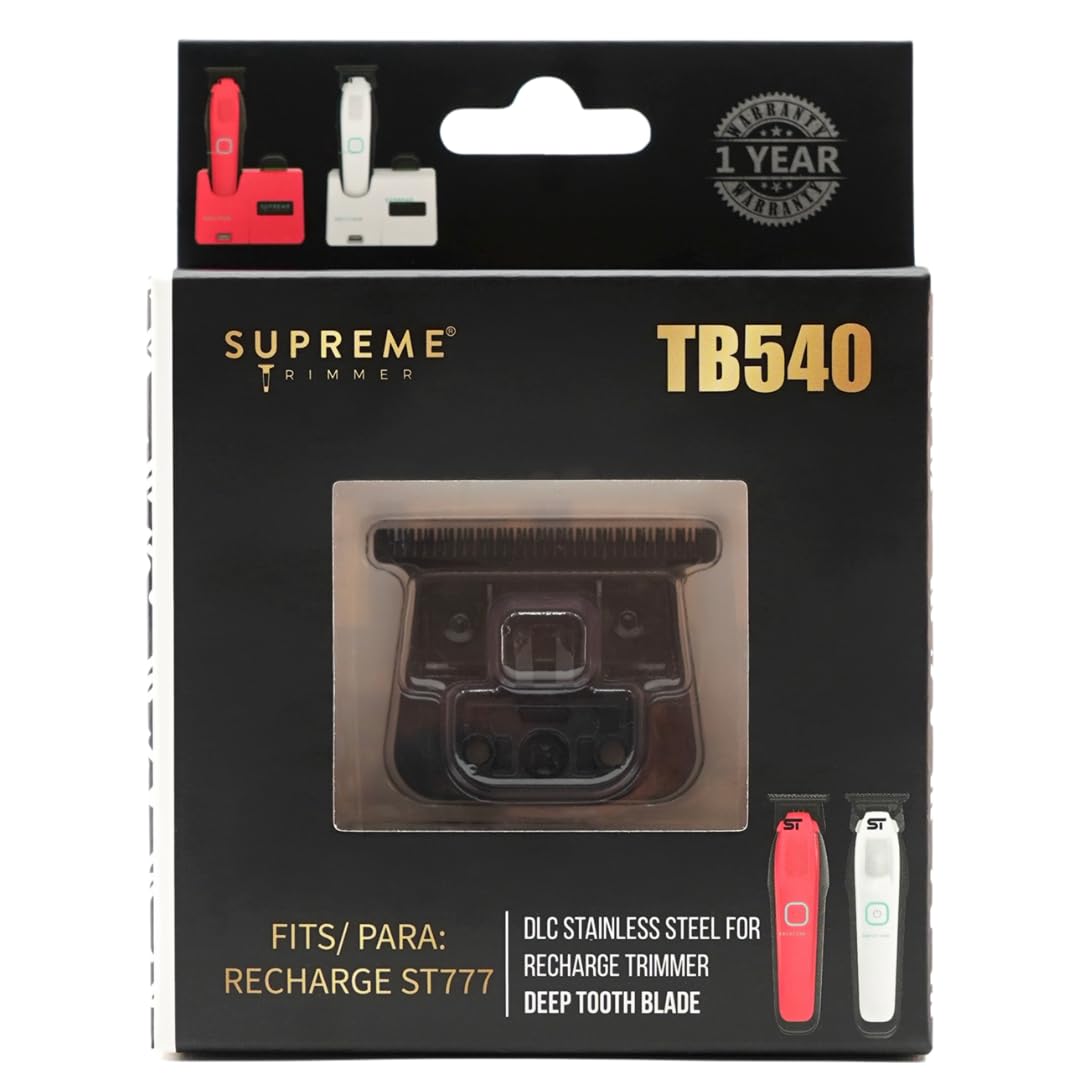 Supreme Trimmer Replacement Deep Tooth T-Blade TB540 | 0 Gap Adjustable, DLC Coated Stainless Steel Trimmer Blade for Recharge ST777