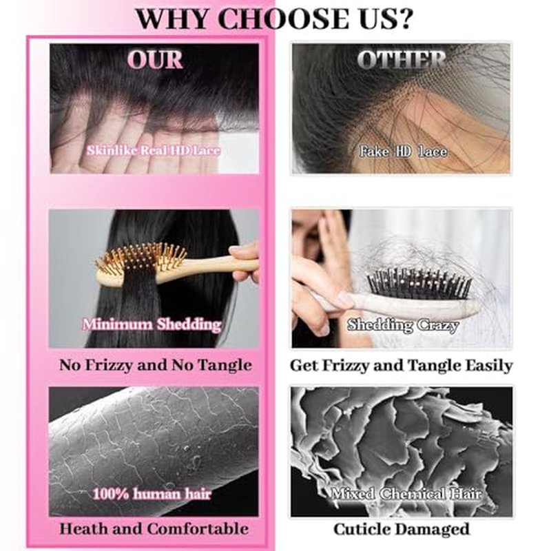 13x6 Lace Front Wigs Human Hair Pre Plucked, 180% Density Body Wave HD Transparent Lace Frontal Wigs with Baby Hair for Women, Glueless Wig, Natural Black, 26 Inch