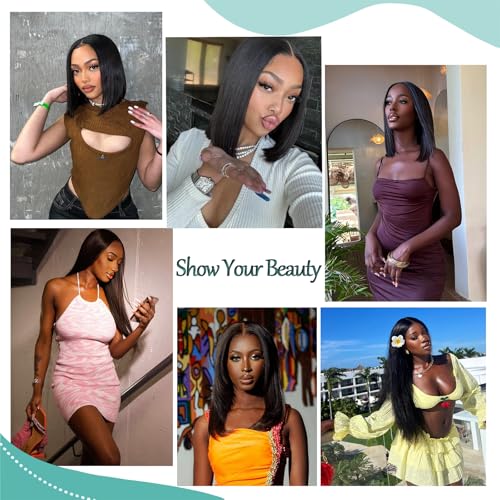 12A Straight Human Hair Bundles (12 12 14 14 Inches, 4 Bundles) 100% Unprocessed Brazilian Virgin Hair for Women Natural Black Hair Weave