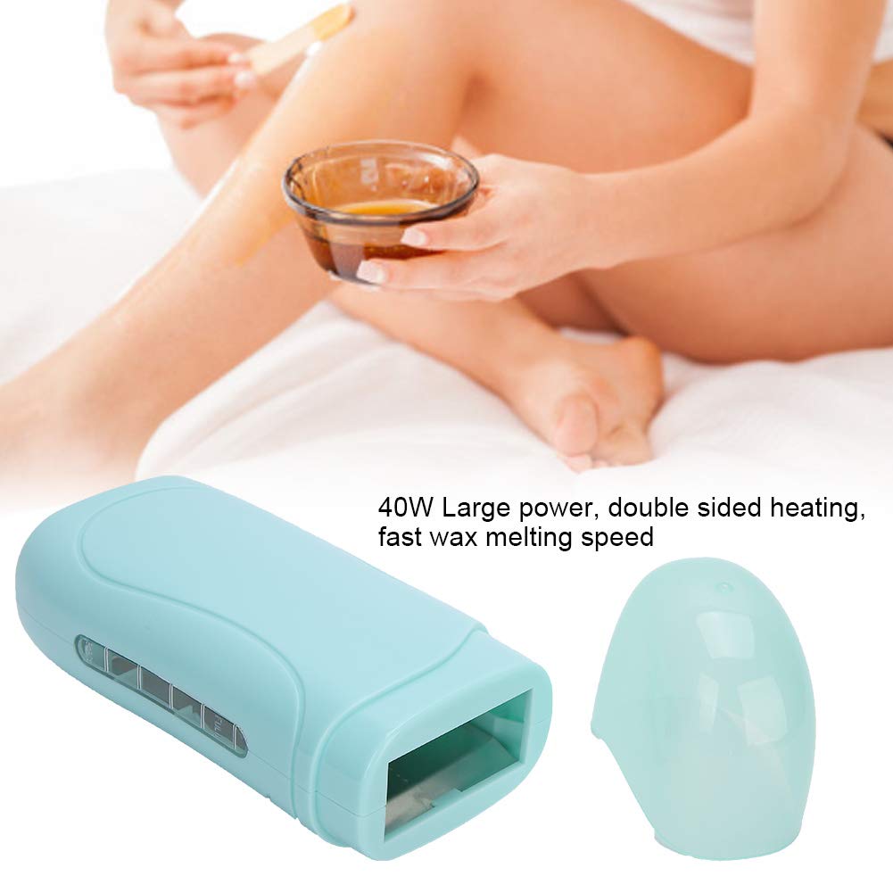 Waxing Machine Hair Removal Kit, Double Wax Heater, Cyan Painless For Home Wax Warmer (110V, US)