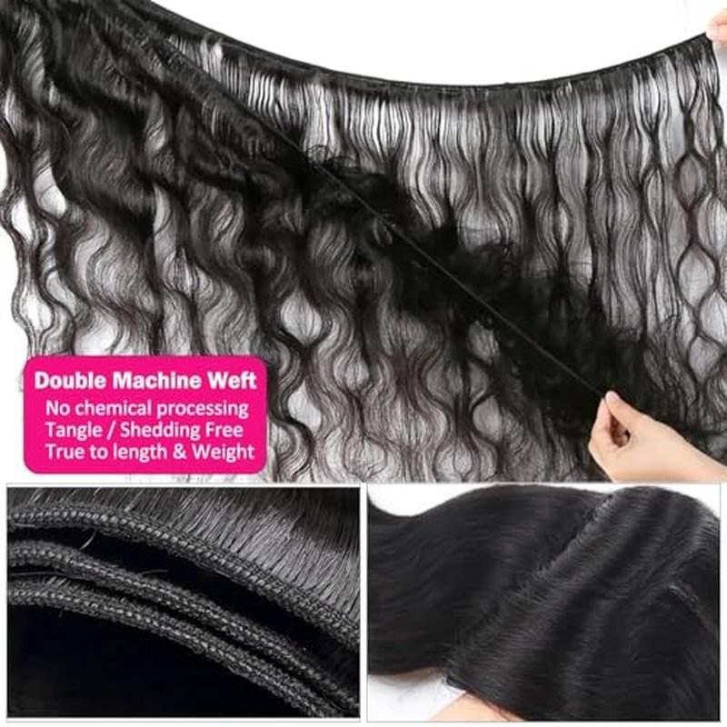 RESACA Body Wave 3 Bundles Human Hair Weave Weft Extentions Bundles for Women 24 26 28 Inch 100% Unprocessed Brazilian Virgin Human Hair (Nature Color Black)
