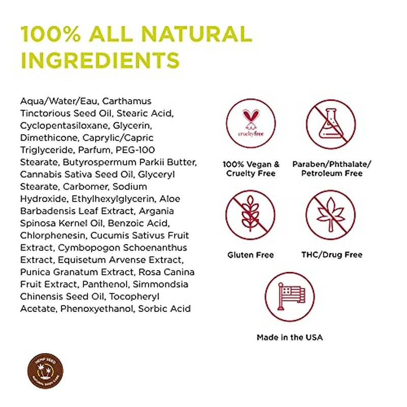Hemp Seed Skin Butter - 8 oz. - Total Body Moisturizer - Hemp Seed Oil, Jojoba Oil, Shea Butter - Vegan & Cruelty Free