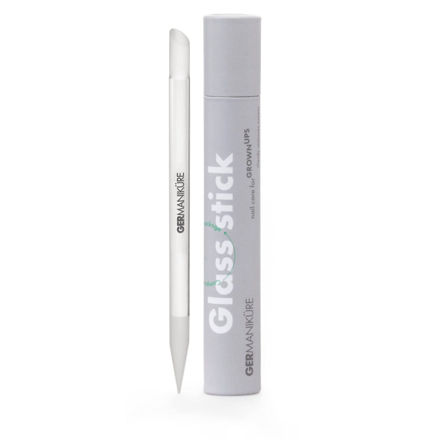 GERMANIKURE Clear Glass Cuticle Stick - No Sleeve - Ethically Made in Czech Republic - Cuticle Pusher & Remover, Callous & Dry Skin Fingertip File, Nail Shaper - No Case