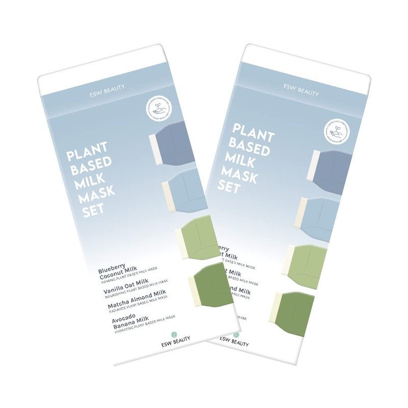 Plant-Based Milk Face Masks - 8-Pack Hydrating Skincare Set | Avocado, Matcha, Blueberry, Vanilla & Oat Extracts for All Skin Types