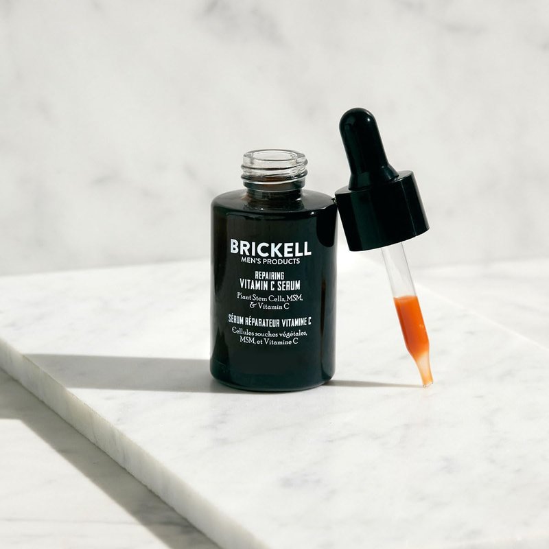 Brickell Men's Anti Aging Serum For Face, Repairing Night Facial Serum for Men, With Vitamin C, Hyaluronic Acid, and Green Tea to Diminish Wrinkles and Reduce Redness, 1 Ounce, Unscented