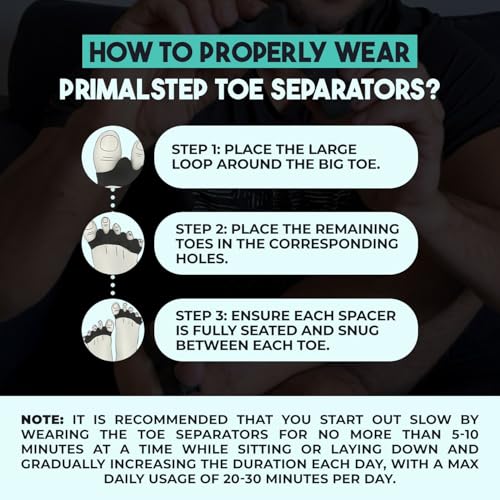 VYCE PrimalStep Toe Separators, Spreaders, Spacers, Straightener to Correct Toes for Men and Women, Bunion Corrector, Plantar Fasciitis and Athletic Mobility, S/M