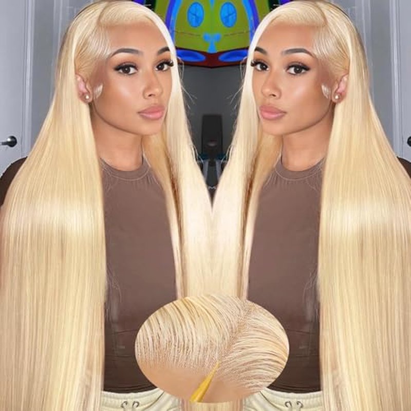 613 13x6 HD Lace Front Wig Human Hair 200 Density 613 Lace Front Wig Human Hair Blonde Wig Straight Lace Frontal Wig Human Hair Pre Plucked 24 Inch