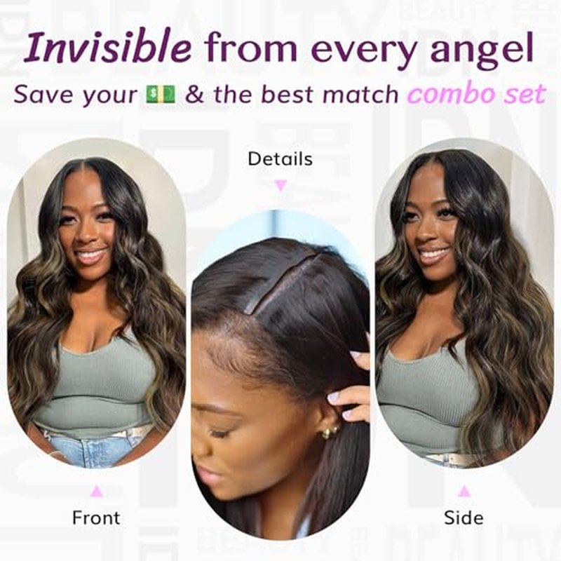 IDN BEAUTY 5+2 Invisi Edge Seamless Clip in Hair Extensions Human Hair, Body Wave Balayage Natural Black to Brown 14 Inch 100g 5pcs Invisible Edge & 2pcs Seamless Clip ins for Black Women No Leave Out