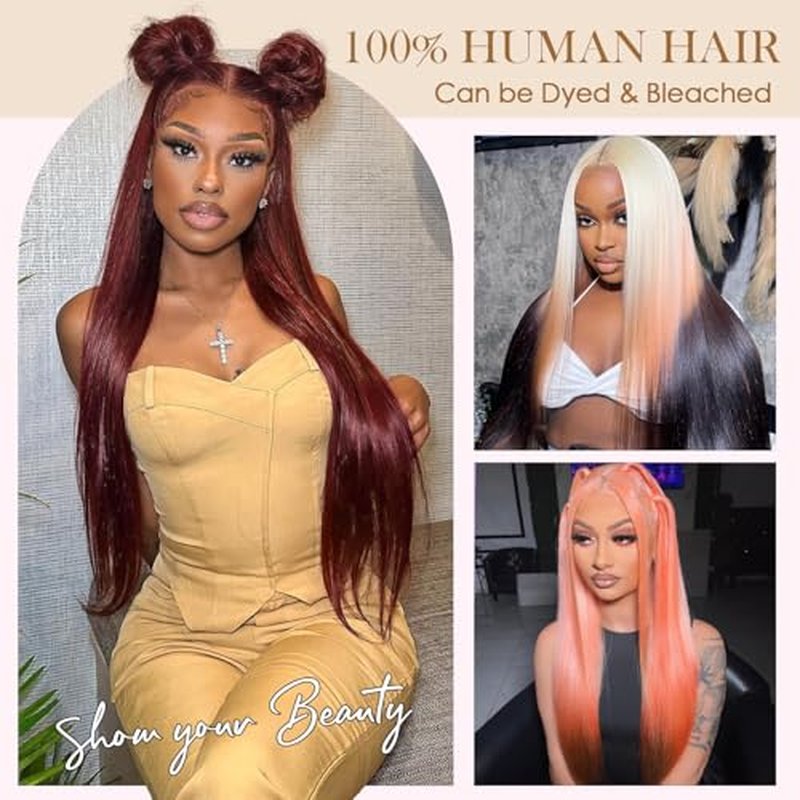 613 Straight Ash Blonde Wig Human Hair, 13x6 HD Lace Front Wigs Human Hair, Glueless & Pre Plucked Human Hair Wig with Baby Hair, 180% Density Ash Blonde Wig (22inch)