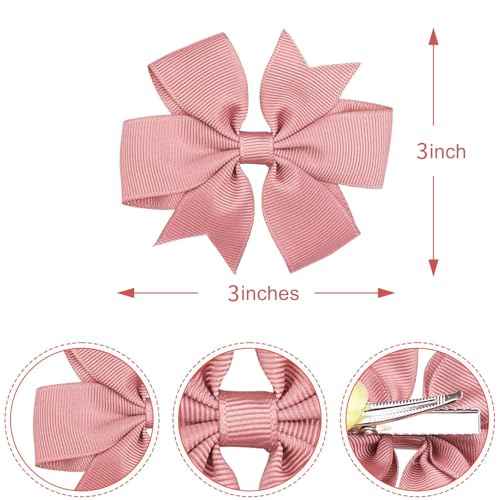 C?LLOT 70pcs 3 Inch Boutique Grosgrain Ribbon Pinwheel Hair Bows,Toddler Bows Hair Clips for Baby Girls Birthday Gifts In Pair