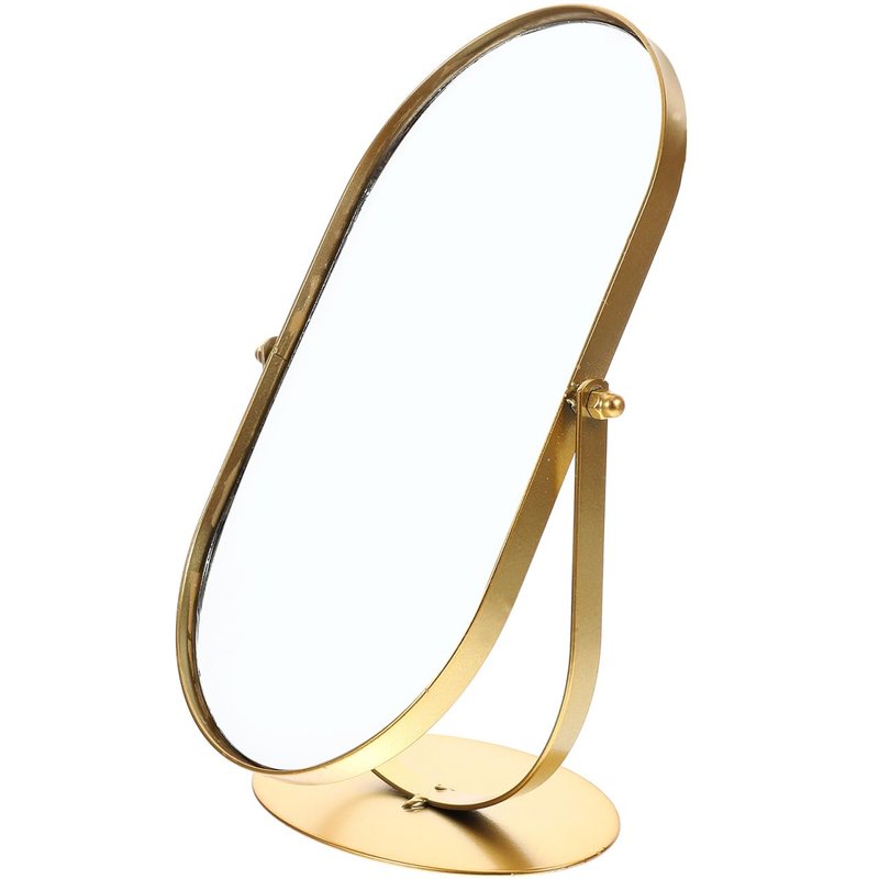 Zerodeko Retro Metal Makeup Mirror 11.22X5.90X3.93In Single-Sided Vanity Mirror Portable Desktop Cosmetic for Dressing Table Bathroom Use