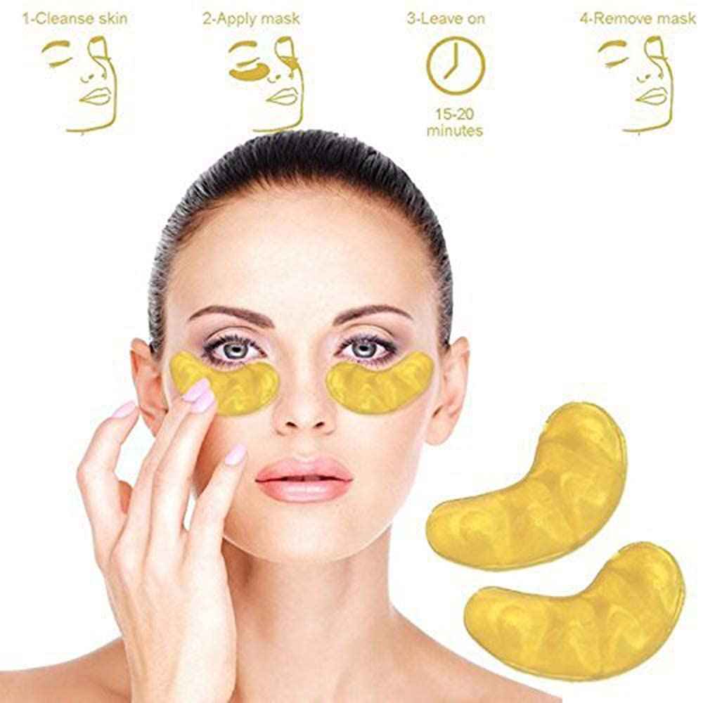 AICHUN BEAUTY 10/20/30/40/100 Pairs Crystal 24K Gold Powder Gel Collagen Eye Mask Sheet Patch, Anti Ageing, Remove Bags, Dark Circles & Puffiness, Skincare, Anti Wrinkle, Moisturising (40)