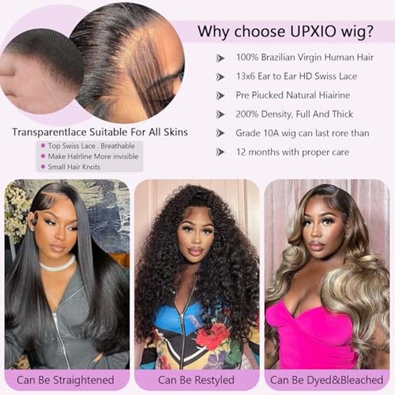 Body Wave Lace Front Wigs Human Hair Pre Plucked 200% Density 13x6 Lace Front Wigs Human Hair HD Lace Frontal Wigs Glueless Wigs Human Hair for Women 24 Inch