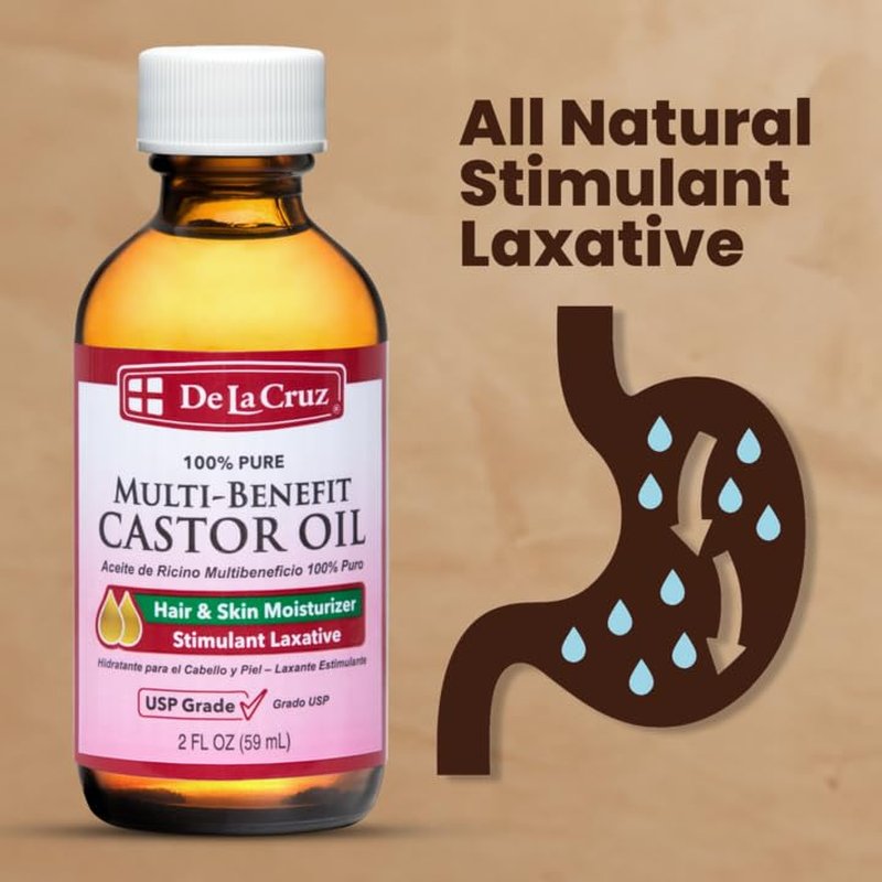De La Cruz Castor Oil - 100% Pure Hair & Skin Treatment | USP Grade, 2 FL OZ (6 Glass Bottles)