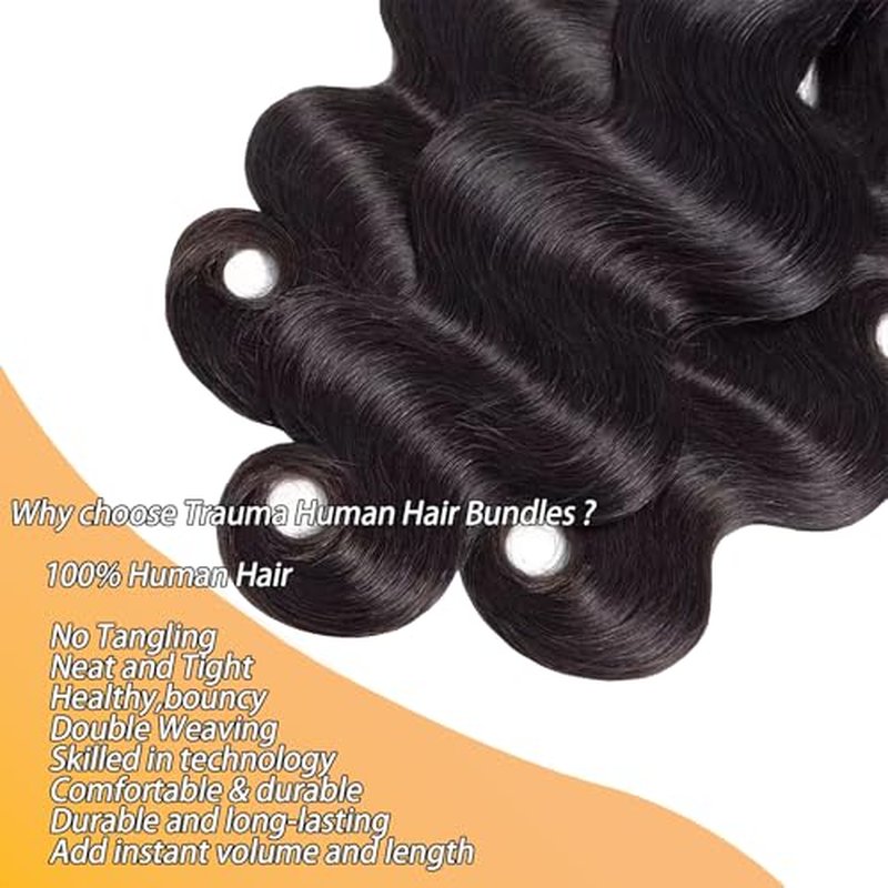Body Wave Human Hair 100% Unprocessed Brazilian human Hair3 Bundles 20 22 24 Inch 300g/Pack Body Wave Selected Healthy Natural Black soft Smooth Double Weft Quick Weft Extensions for Women