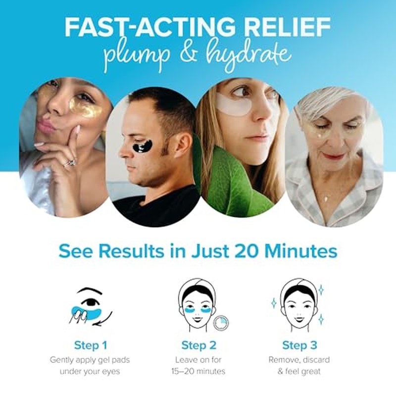 Ice Water EYES by ToGoSpa ? Premium Anti-Aging Collagen Gel Pads for Puffiness, Dark Circles, and Wrinkles ? Under Eye Rejuvenation for Men & Women - 1 Pack - 3 Pair