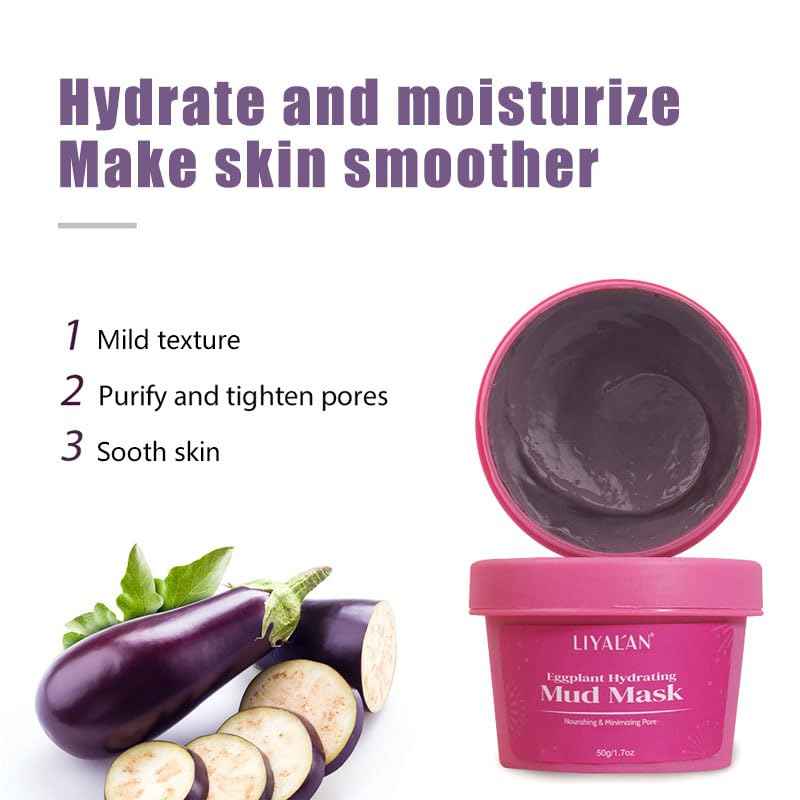 LIYALAN Face Clay Mask Set,Matcha Facial Mud,Eggplant Rose Face Skin Care, Turmeric Acne Facial Masks Gifts for Women, Deep Cleansing Pink 1.76 oz 4 pack