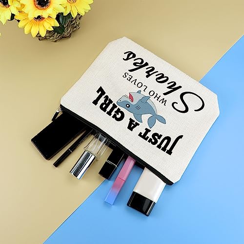 Shark Lover Gift Shark Girls Makeup Bag Shark Week Gifts Sharks Ocean Animals Themed Gift Cosmetic Bag Birthday Christmas Graduation Gifts for Daughter Friend Shark Stuff Diver Travel Make Up Pouch