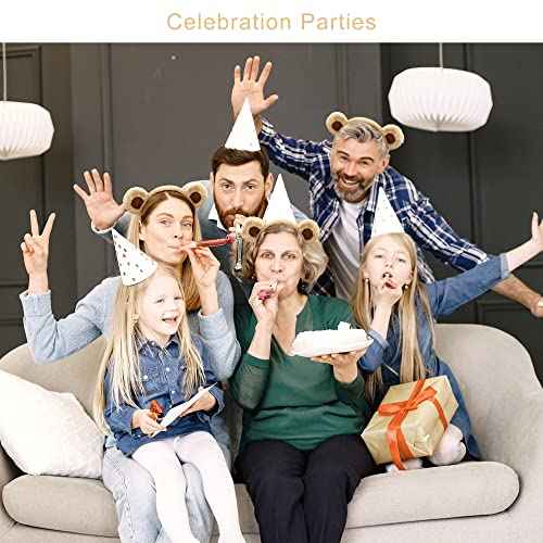 SIOTMERA Brown Bear Ears Cute Headband Fluffy Hairband Animal Head Wear for Party Celebrations Trips Decoration Cosplay Dress up Costume Makeup Washing Face Adults Womens Gift, 2 packs