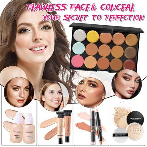 Makeup Kit for Women Full Kit, Beginner Makeup Set Gift Sets for Teen Girls, All in One Bulk Make Up Bundle Include Eyeshadow Palette Foundation Lip Gloss Concealer Eyeliner Mascara Makeup Brush Set