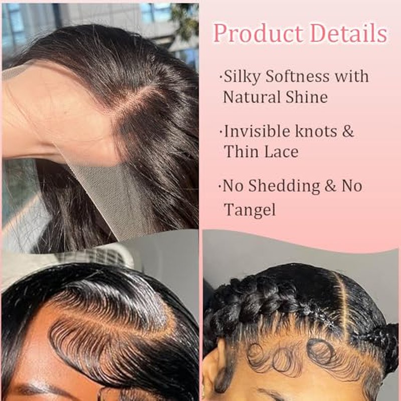 annione 30 Inch 13x6 Lace Front Wigs Human Hair 200% Density Real Human Hair Wig Body Wave HD Lace Frontal Wigs Pre Plucked Transparent Lace Natural Black for Women