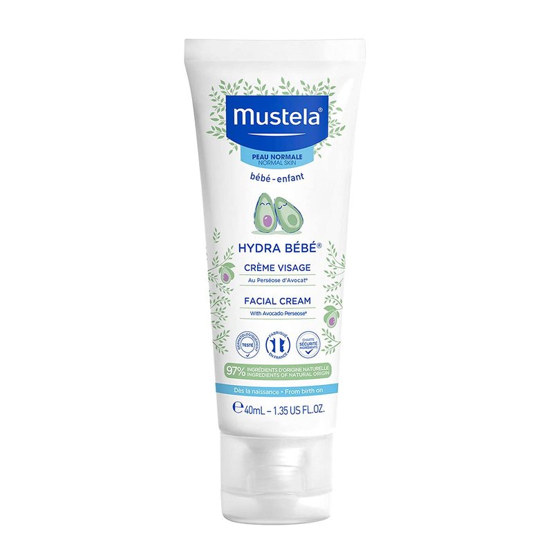 Mustela Hydra Bebe Face Cream – Daily Baby Moisturizer with Natural Avocado, Jojoba Oil & Shea Butter - Safe from birth on - 1.35 fl. oz.