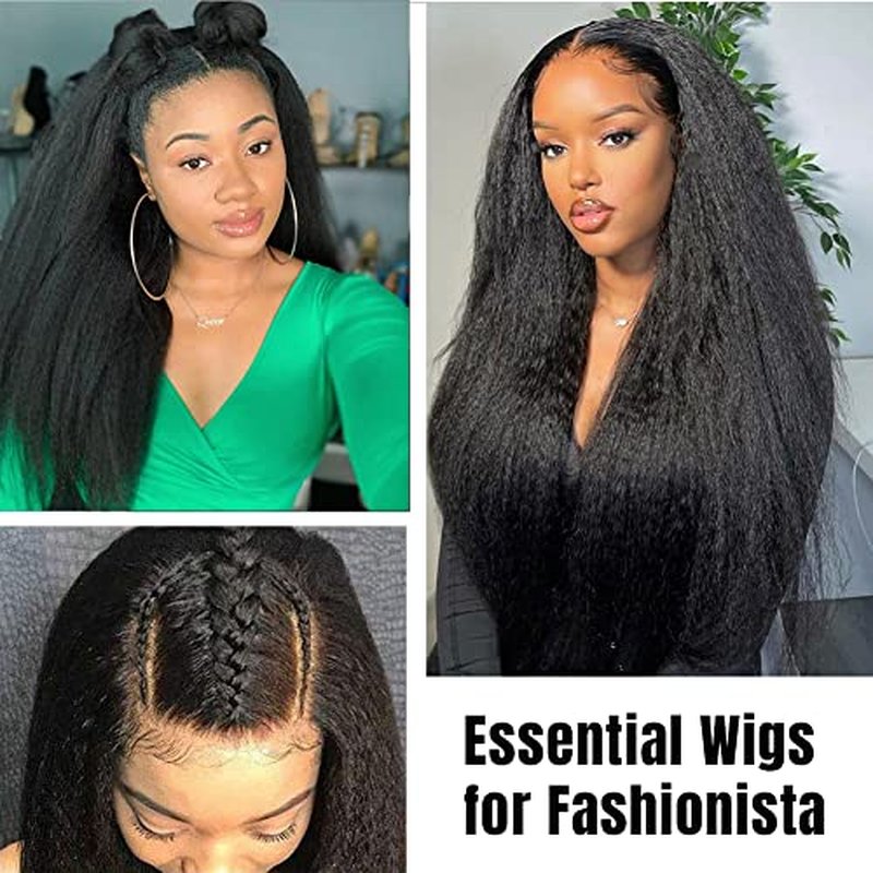 U Part Kinky Straight , 16 inch Italian Upart Half Remy Yaki Straight Wigs for Black Women Human Hair Upgraded U Shape Clip in