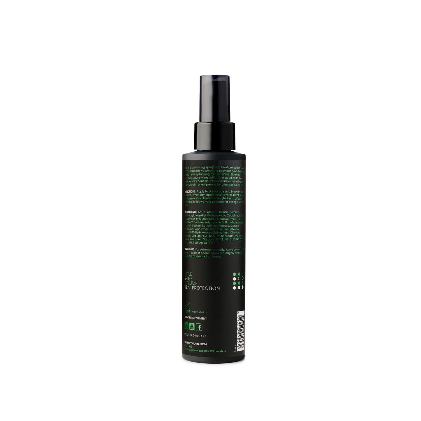 By Vilain Sidekick Pre Styling Hair Spray - Professional Hair Grooming Volume Enhancing Primer Heat Protectant, Lifts & Texturizes for Instantly Thicker, Fuller Looking Hair 155ml