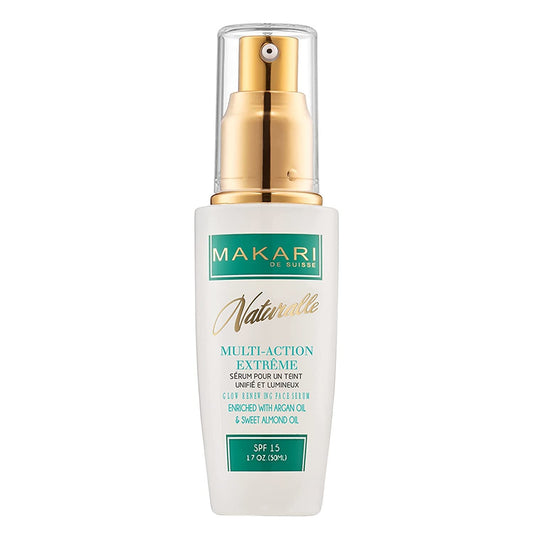 Makari Naturalle Multi-Action Extreme Skin Brightening Serum (1.7 oz) | Brightening Treatment for Dark Spots and Under Eye Circles | Moisturizer for Dry and Irritated Skin with Argan Oil and SPF 15