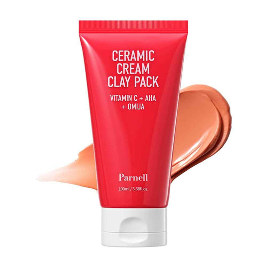 Parnell AHA Omija Ceramic Cream Clay Pack 3.38 fl oz | Pore Purifying Sebum Control Non-Drying Cooling Mask | Exfoliating for Smooth Skin K-Beauty
