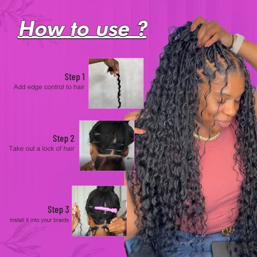 Natural Black 100% Virgin Hair Extensions Human Braiding Hair for Boho Braids 16Inch 110g Deep Water Wave Boho Bulk Human Hair for Knotless Braiding No Weft 2 Bundles/Pack