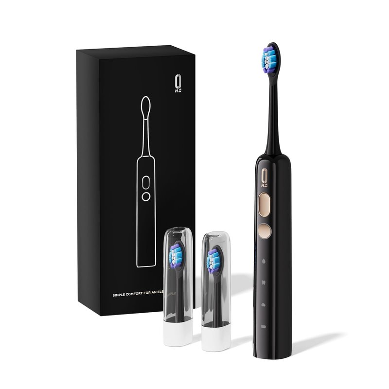 O.H.B Sonic Electric Toothbrush, Electronic 80° Wave Oscillation & Vibration Travel Sonic Toothbrush for Adults with 9 Modes, Timer, 2 Brush Heads, IPX8 Waterproof, Rechargeable, 60-Day Battery Life