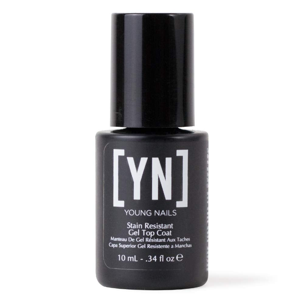 Young Nails Stain Resistant Gel Top Coat - Professional Grade Clear, No Wipe UV, for Acrylic and Hard Gel Nails, Prevents Discoloration, UV & LED Cure - 1/3 oz