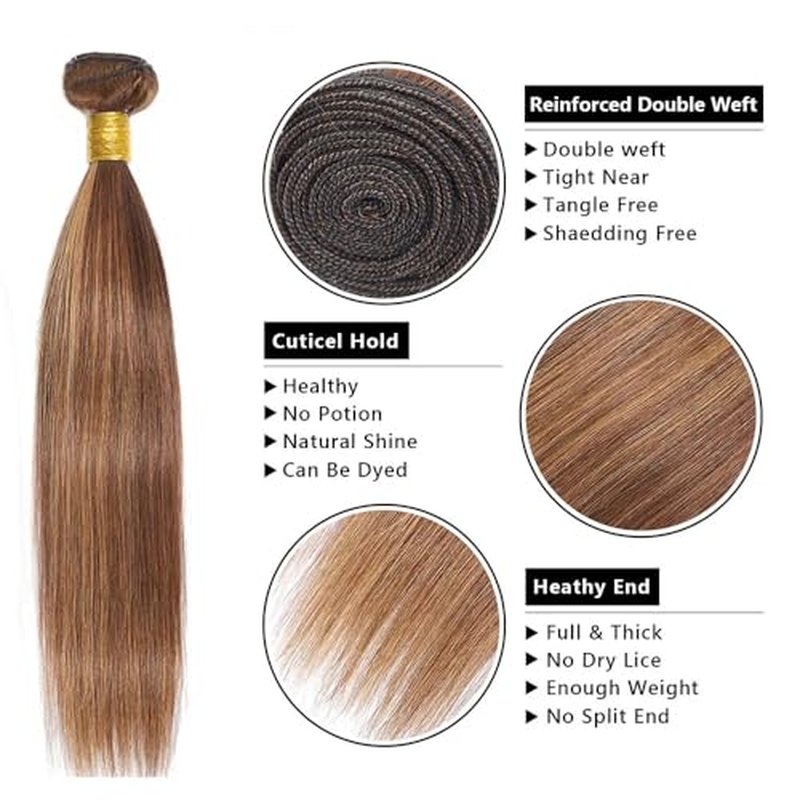 P427 Highlight Blonde Bundles Human Hair Brown Straight 3 Bundles 28 28 28 Inch Unprocessed Brazilian Virgin Honey Blonde Straight Bundle Human Hair Extensions