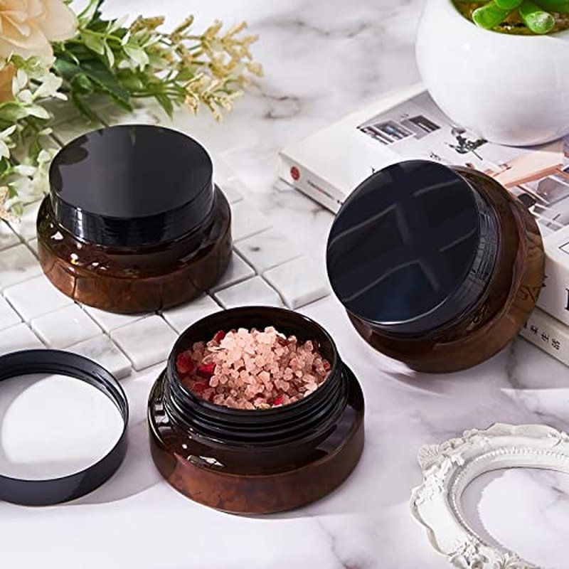 36 Pack 5 oz Round Wide-mouth Leakproof Plastic Container Jars with Lids Refillable Plastic Cosmetic Containers for Kitchen Use Lotions & Beauty Products(Amber)