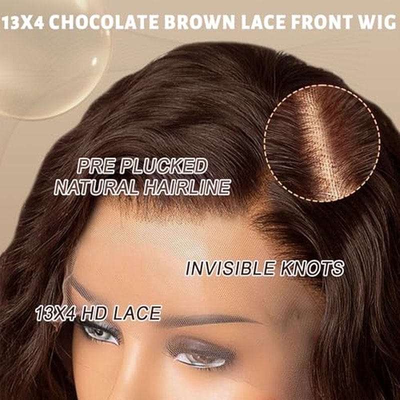 Chocolate Brown Lace Front Wig 30 Inch Deep Wave Wigs Human Hair Brown Loose Wave 13x4 HD Lace Frontal Wig Loose Deep Wave Human Hair Wigs for Black Women 220% Density