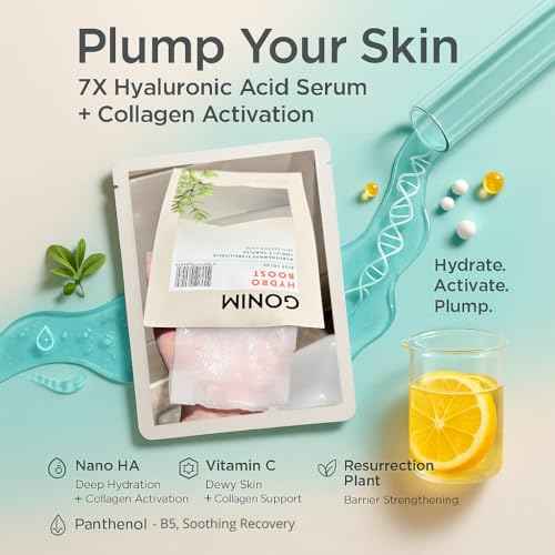 GONIM Face Mask Korean Skin Care with Hyaluronic Acid Serum & Collagen Activation, Face Masks Skincare with Vitamin C, Moisturizing Sheet Mask for All Skin,Korean Face Mask Travel Essentials 10 Sheets