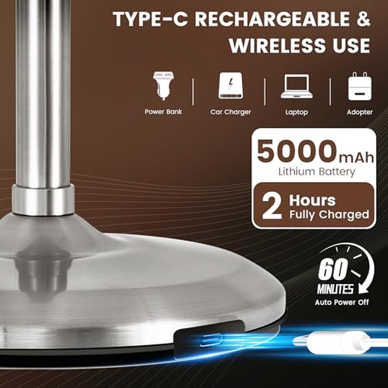 VESAUR 1X15X HD Lighted Makeup Mirror, 9" Large 5000mAh Rechargeable Double Sided Magnifying Mirror with 3 Touch Dimmable Light, 360¡ÆRotation Detachable for Travel Vanity Mirror, Pearl Nickel, Gifts