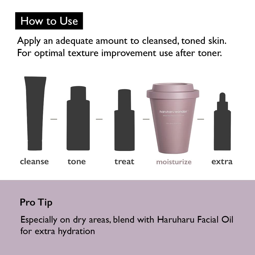 Haruharu Wonder Black Rice Hyaluronic Cream - Vegan Fermented Facial Moisturizer | 3.2 fl. oz / 90ml