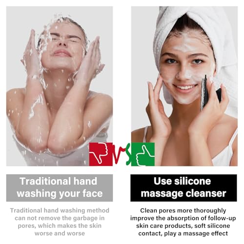 2 Pack Face Scrubber,Silicone Facial Cleansing Brush for Men & Women,Reusable Gentle Facial Waterproof Cleansing Skin Brush Exfoliating Scrubber for Sensitive Skin (Black/Pink)