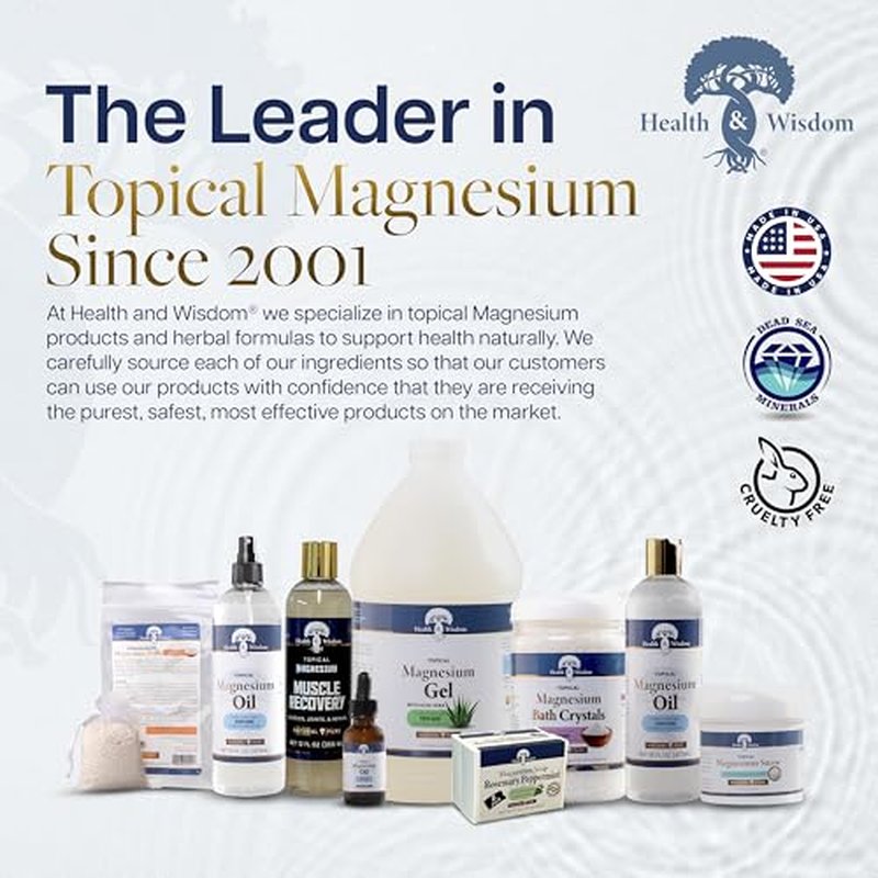 Health & Wisdom Pure Magnesium Oil with Aloe Vera - Topical Muscle & Joint Relief- Natural and Pure Skin Moisturizer - Enhanced Absorption - 128 fl oz