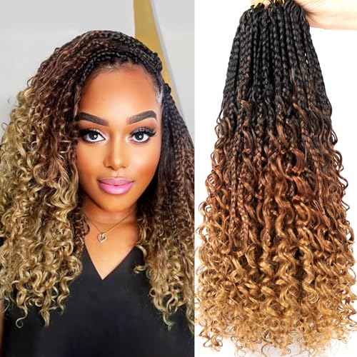 Goddess Box Braids Crochet Hair 14inch 112 Stands Boho Crochet Box Braids with Curly Ends 8 Packs Boho Box Braids Crochet Hair for Black Women Pre Looped Boho Box Braids Crochet Hair Extensions