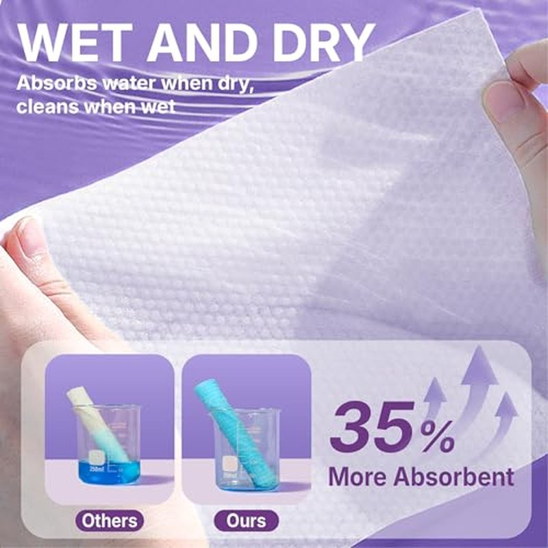 Disposable Face Towels, 10" x 12" Pearl Texture, Lint Free Ultra Thick Face Towelettes for Sensitive Skin, Extra Soft Makeup Remover Skincare Dry Wipes, 200 Count