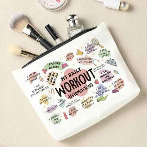 Workout Gifts for Women, Makeup Bag Cosmetic Bag, Mental Health Gifts, Inspirational Gifts for Women, Mental Health Awareness, Positive Affirmations for Sister Friend Friendship Birthday Mothers Day