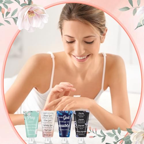48 Pcs Christian Hand Cream Bulk for Women Breast Cancer Awareness Gifts Christian Gifts in Bulk Bible Mini Travel Size Lotion for Skin Dry Bible Verse Hand Lotion for Mom Grandma Christmas Holiday